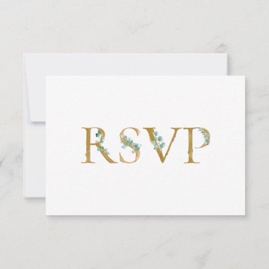 Elegant Eucalyptus Greenerity Black Script Wedding RSVP Karte (Rückseite)