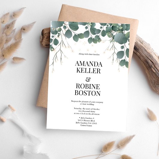 Elegant Eucalyptus Greenerity Einladung zur Hochze
