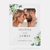 Elegant Eucalyptus Greenerity Foto Wedding Acrylschild (Vorderseite)
