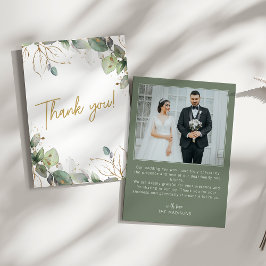 Elegant Eucalyptus Greenerity Foto Wedding Dankeskarte
