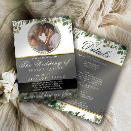 Elegant Eucalyptus Greenerity Foto Wedding Einladung