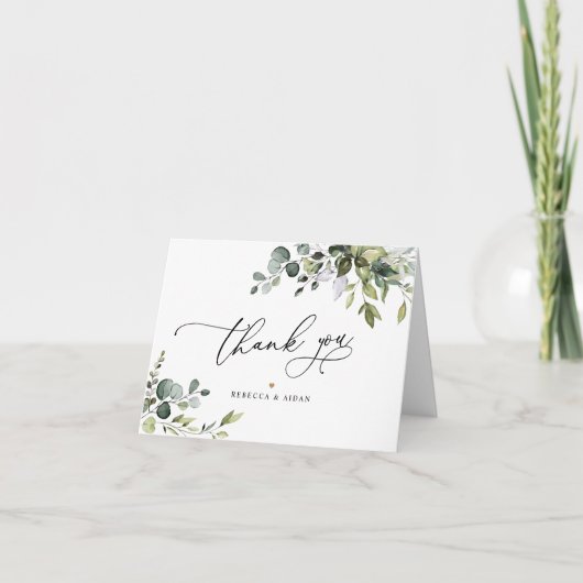 Elegant Eucalyptus Greenerity Wedding Dankeschön K Karte (Vorderseite)