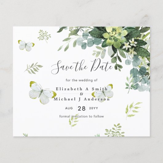 Elegant Eucalyptus Greenerity Wedding Rett Dates (Vorderseite)