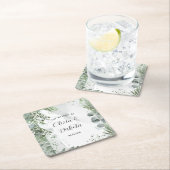 Elegant Eucalyptus Greenery Alcohol Ink Wedding Rechteckiger Pappuntersetzer (Vor Ort)