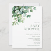 Elegant Eucalyptus Greenery Baby Shower Einladung (Vorderseite)