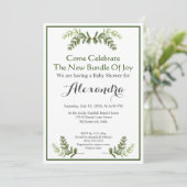 Elegant Eucalyptus Greenery Baby Shower Einladung (Stehend Vorderseite)