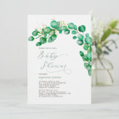 Elegant Eucalyptus Greenery Baby Shower Einladung (Stehend Vorderseite)
