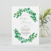 Elegant Eucalyptus Greenery Baby Shower Einladung (Stehend Vorderseite)