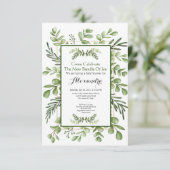 Elegant Eucalyptus Greenery Baby Shower Einladung (Stehend Vorderseite)