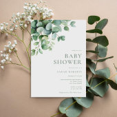 Elegant Eucalyptus Greenery Baby Shower Einladung