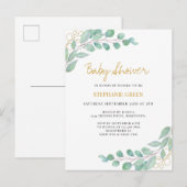 Elegant Eucalyptus Greenery Baby Shower Einladungspostkarte (Vorne/Hinten)