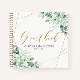 Elegant Eucalyptus Greenery Baby Shower Gästebuch Notizblock