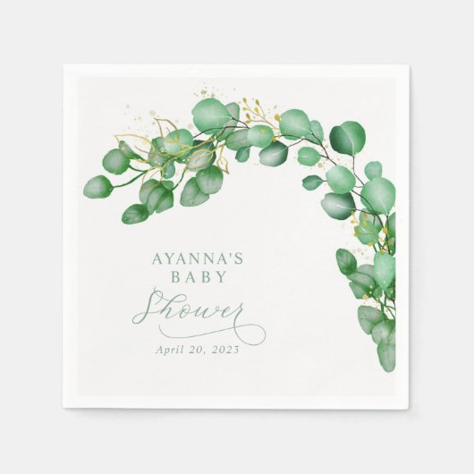 Elegant Eucalyptus Greenery Baby Shower Serviette (Vorderseite)