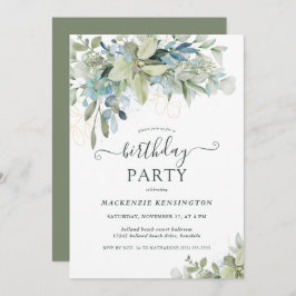 Elegant Eucalyptus Greenery Birthday Party Einladung