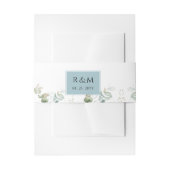 Elegant Eucalyptus Greenery Blue Wedding Monogram Einladungsbanderole (Vorderseite Beispiel)