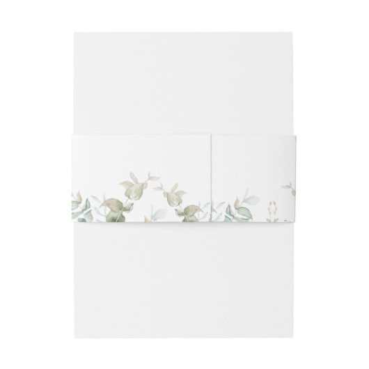 Elegant Eucalyptus Greenery Blue Wedding Monogram Einladungsbanderole (Rückseitenbeispiel)