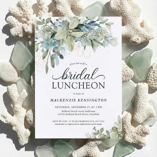 Elegant Eucalyptus Greenery Bridal Luncheon Einladung