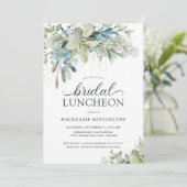 Elegant Eucalyptus Greenery Bridal Luncheon Einladung (Stehend Vorderseite)