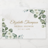 Elegant Eucalyptus Greenery Bridal Shower Schaumweinetikett (Einzelnes Label)