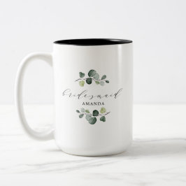 Elegant Eucalyptus Greenery Bridesmaid Gift Zweifarbige Tasse