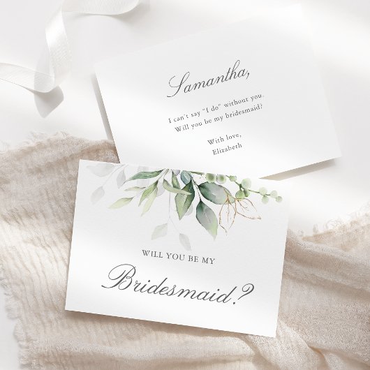 Elegant Eucalyptus Greenery Bridesmaid Vorschlag Einladung