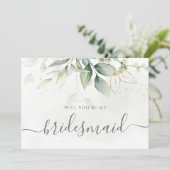 Elegant Eucalyptus Greenery Bridesmaid Vorschlag Einladung (Stehend Vorderseite)
