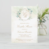 Elegant Eucalyptus Greenery Couples Baby Shower Einladung (Stehend Vorderseite)