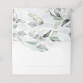 Elegant Eucalyptus Greenery Dusty Blue Wedding Platzkarte (Außenseite Aufgefaltet)