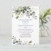 Elegant Eucalyptus Greenery ENGAGEMENT PARTY Einladung (Stehend Vorderseite)