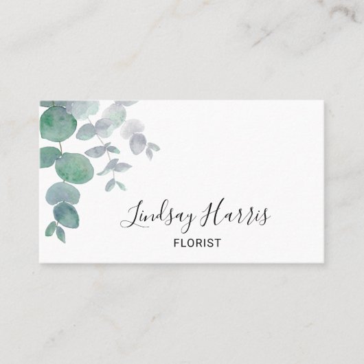 Elegant Eucalyptus Greenery Florist Visitenkarte (Vorderseite)