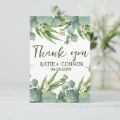 Elegant Eucalyptus Greenery Gefallen Dankeschön Ka Dankeskarte (Stehend Vorderseite)