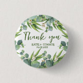 Elegant Eucalyptus Greenery Gefallen Vielen Dank Button (Vorderseite)