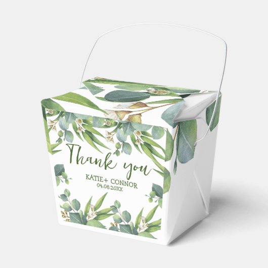 Elegant Eucalyptus Greenery Gefallen Vielen Dank Geschenkschachtel (Vorderseite)