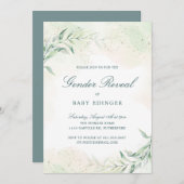 Elegant Eucalyptus Greenery Gender Reveal Einladung (Vorne/Hinten)