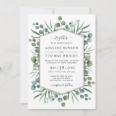 Elegant Eucalyptus Greenery Geometric Wedding Einladung (Vorderseite)