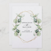 Elegant Eucalyptus Greenery Geometric Wedding Einladung (Vorne/Hinten)