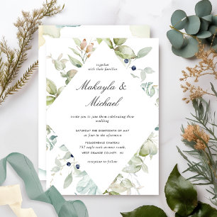 Elegant Eucalyptus Greenery Geometrie Hochzeit Einladung