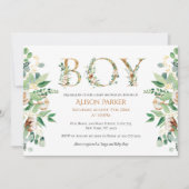 Elegant Eucalyptus Greenery Gold Baby Boy Shower Einladung (Vorderseite)