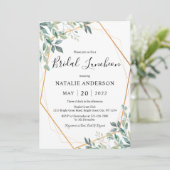 Elegant Eucalyptus Greenery Gold Bridal Luncheon Einladung (Stehend Vorderseite)