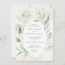 Elegant Eucalyptus Greenery Gold Geometric Wedding