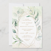 Elegant Eucalyptus Greenery Gold Geometric Wedding
