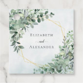 Elegant Eucalyptus Greenery Gold Geometric Wedding Geschenkanhänger (Vorderseite)