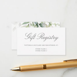 Elegant Eucalyptus Greenery Gold Gift Registry Begleitkarte