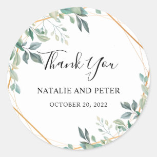 Elegant Eucalyptus Greenery Gold Rustic Vielen Dan Runder Aufkleber