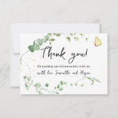 Elegant Eucalyptus Greenery Gold Sparkle Dankeskarte (Vorderseite)