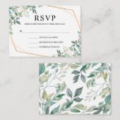 Elegant Eucalyptus Greenery Gold Wedding RSVP Begleitkarte (Vorne/Hinten)