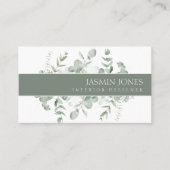 Elegant Eucalyptus Greenery Interior Designer Visitenkarte (Vorderseite)