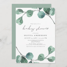 Elegant Eucalyptus Greenery Leaf Baby Shower