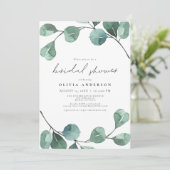 Elegant Eucalyptus Greenery Leaf Brautparty Einladung (Stehend Vorderseite)