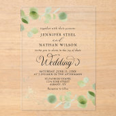 Elegant Eucalyptus Greenery Minimalist Wedding Acryleinladungen (Vorderseite)